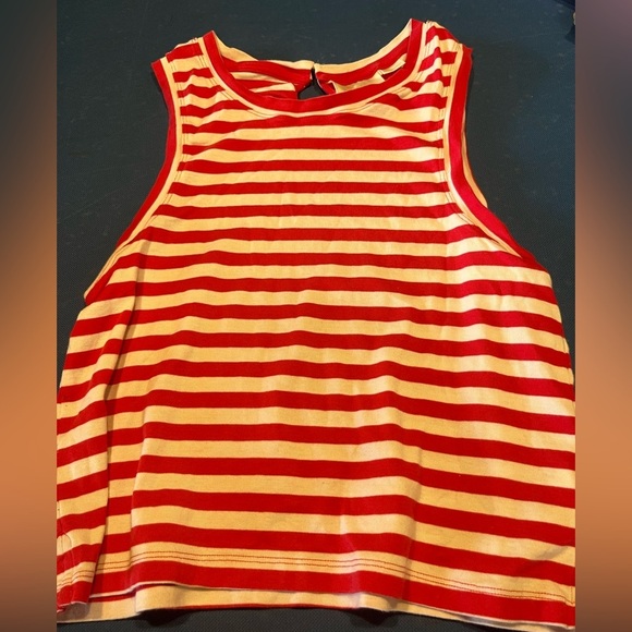Anthropologie Maeve Cropped Striped Tank medium red white - Picture 5 of 6